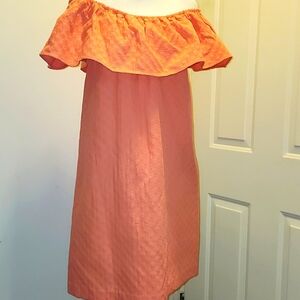 crown & ivy Peach Orange Mini Textured Dress Off Shoulders